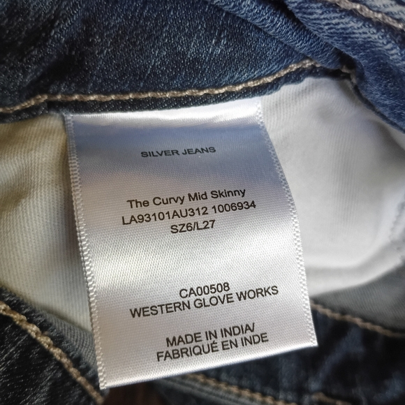 Silver Jeans The Curvy Mid Skinny size 6/L 27 - Picture 9 of 15
